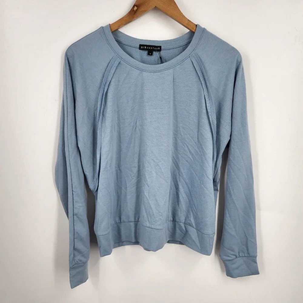Gibsonlook Women's Raw Edge Crew Neck Long Sleeve Sweatshirt Size‎ S NWT